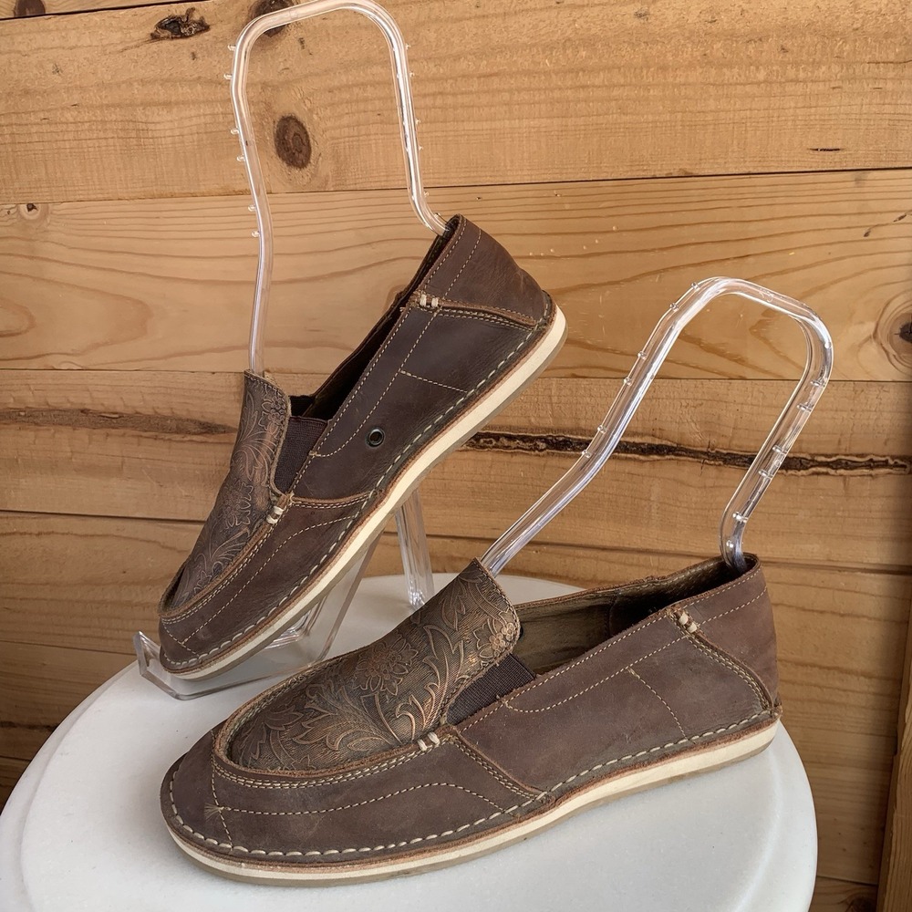 Rank 45 Loafers Women's 9 Brown Leather Western Moccasin 138823 Casual‎ Shoe - Picture 2 of 6